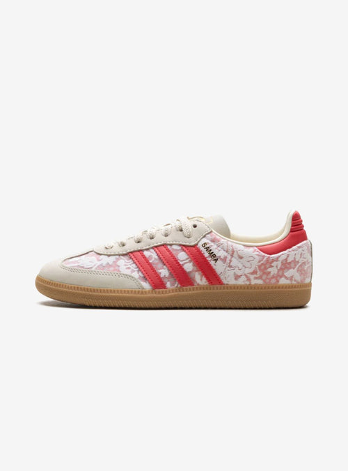 Adidas Samba OG Liberty London Sneaker in Creme und Pink mit floralem Design.
