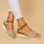 Boho Keil Sandalen Beige 2