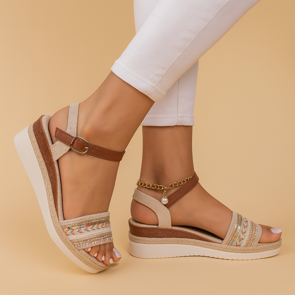Boho Keil Sandalen Beige 3