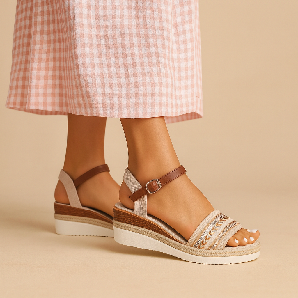 Boho Keil Sandalen Beige 4