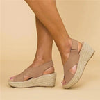 Damen Bequeme Keilabsatz-Espadrilles mit Fußbett in Schwarz 3