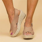 Damen Bequeme Keilabsatz-Espadrilles mit Fußbett in Schwarz 4