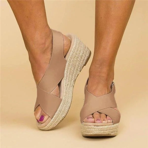 Damen Bequeme Keilabsatz-Espadrilles mit Fußbett in Schwarz 4