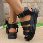 Damen Chunky Plattform Gladiator Sandalen in Schwarz, Braun und Weiß 6