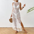 Damen Häkel-Strandkleid in Weiß