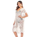 Damen Häkelrobe Weiß, Transparent und Elegant für den Strand 3