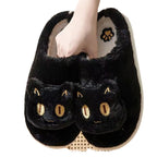 Hausschuhe Katze Schwarz Plüsch 4