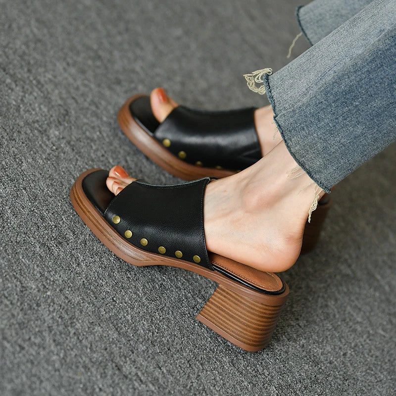 Damen Sandalen Schwarz mit Blockabsatz 3