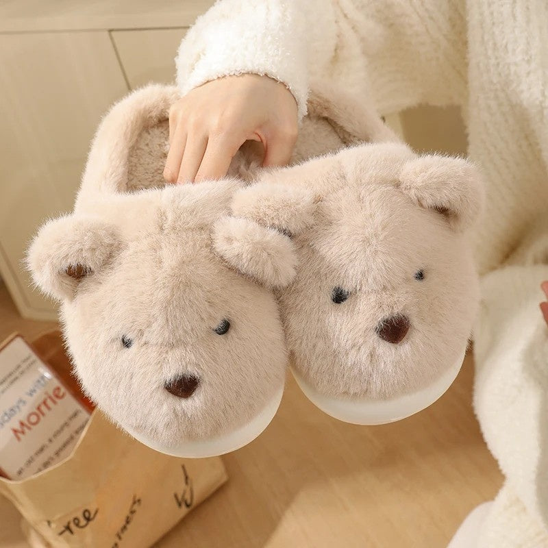 Plüsch Hausschuhe Beige für Damen 4