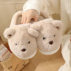 Plüsch Hausschuhe Beige für Damen 4
