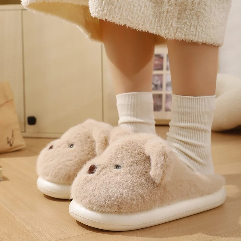 Plüsch Hausschuhe Beige für Damen 5