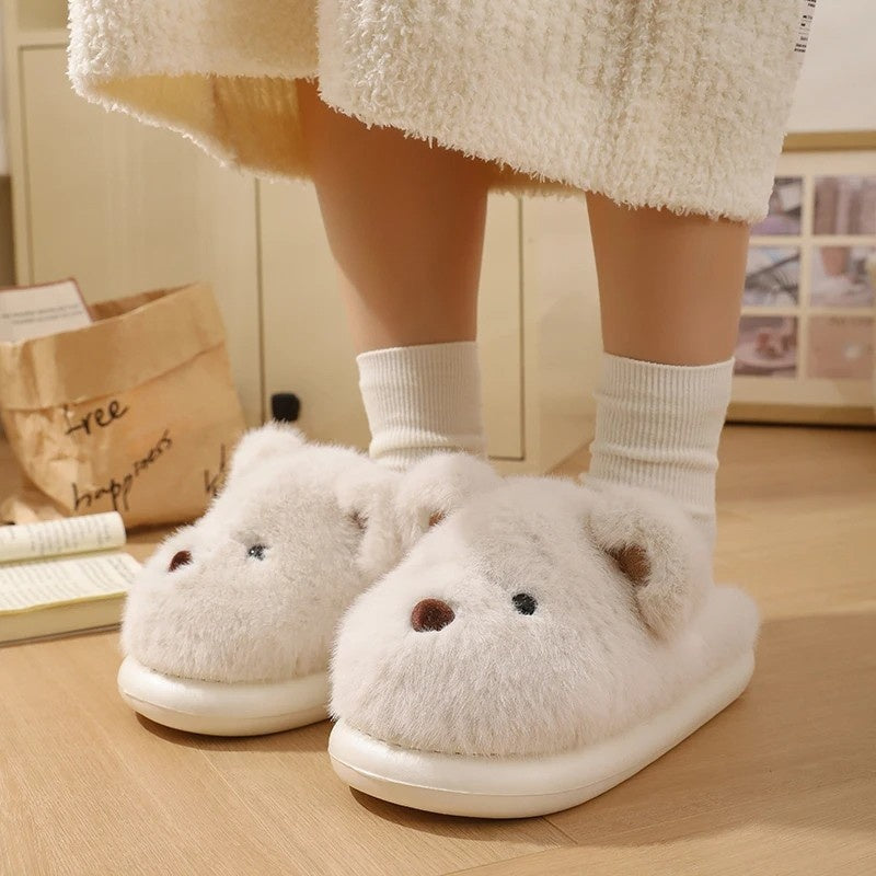 Plüsch Hausschuhe Beige für Damen 7