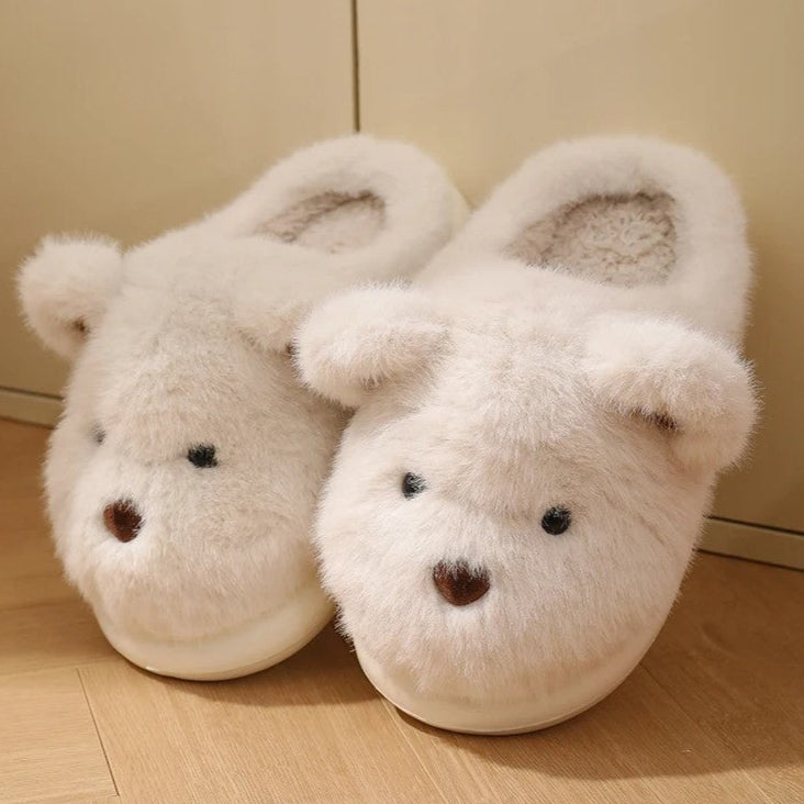 Plüsch Hausschuhe Beige für Damen 8