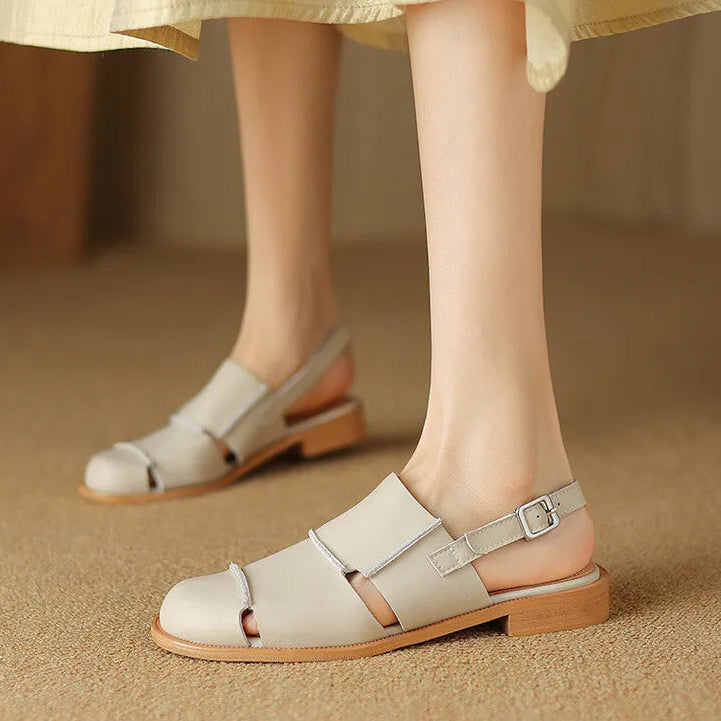 Damen Slingback Sandalen mit Schnallenriemen in Braun 5