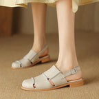 Damen Slingback Sandalen mit Schnallenriemen in Braun 5