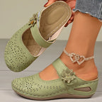 Damen Slip-On Keilsandalen Weiß 4
