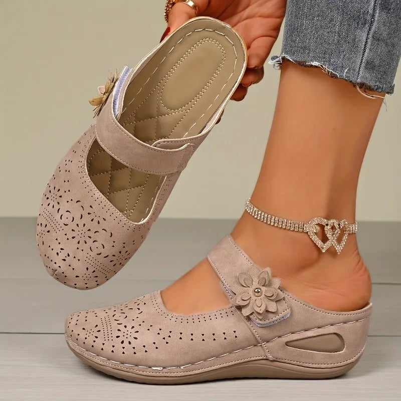 Damen Slip-On Keilsandaletten Weiß 5