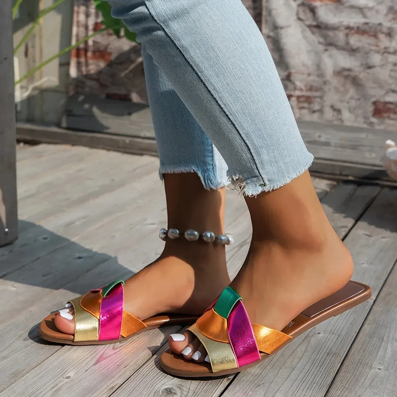 Damen Slip-On Sandalen Mehrfarbig 7