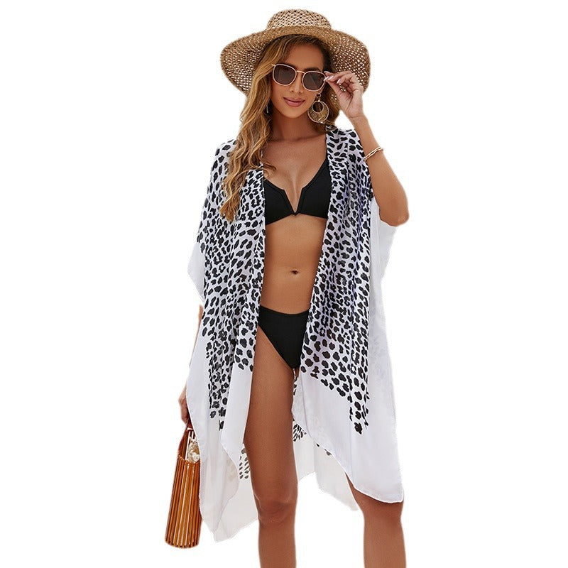 Damen Strandüberwurf mit Leopardenmuster, Mehrfarbig 5