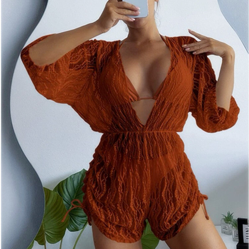 Damen Strandüberwurf Weiß 3