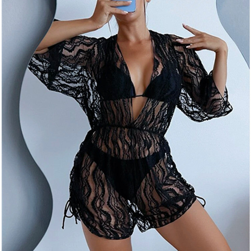 Damen Strandüberwurf Weiß 6