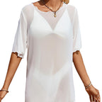 Damen Strandcoverup Weiß 5