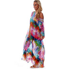 Damen Strandkaftan, Mehrfarbig, Federdesign 2