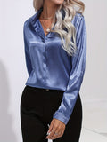 Satinbluse Blau für Damen