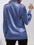 Satinbluse Blau für Damen 2