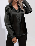 Satinbluse Blau für Damen 4