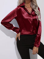 Satinbluse Blau für Damen 6