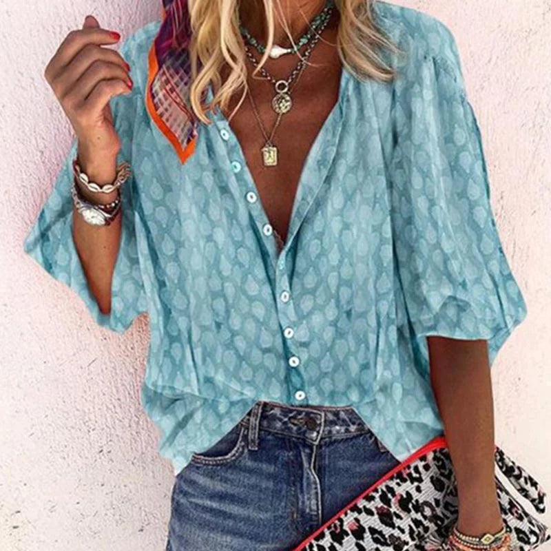 Elegante Sommerbluse Blau für Damen