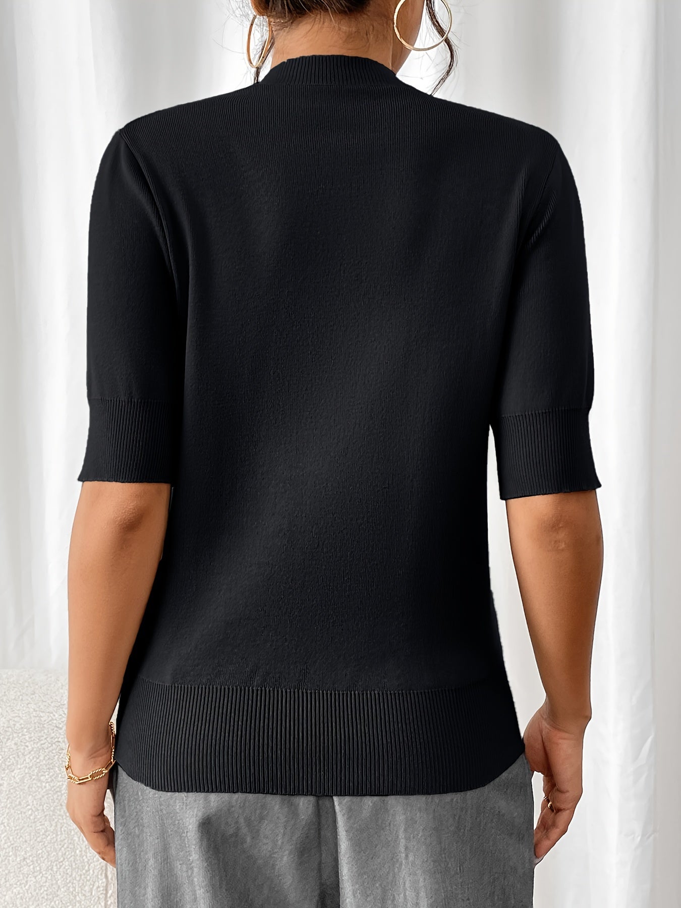 Strickoberteil mit Stehkragen in Schwarz 2
