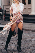 Kimono Orange mit floralem Print, ideal für Freizeit und Entspannung 5