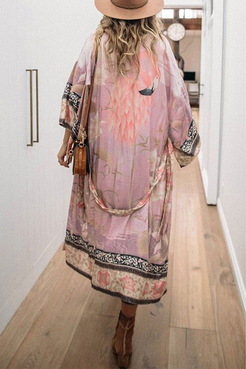 Kimono Orange mit floralem Print, ideal für Freizeit und Entspannung 7