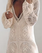 Häkel Spitzenstil Badekleid Beige 3
