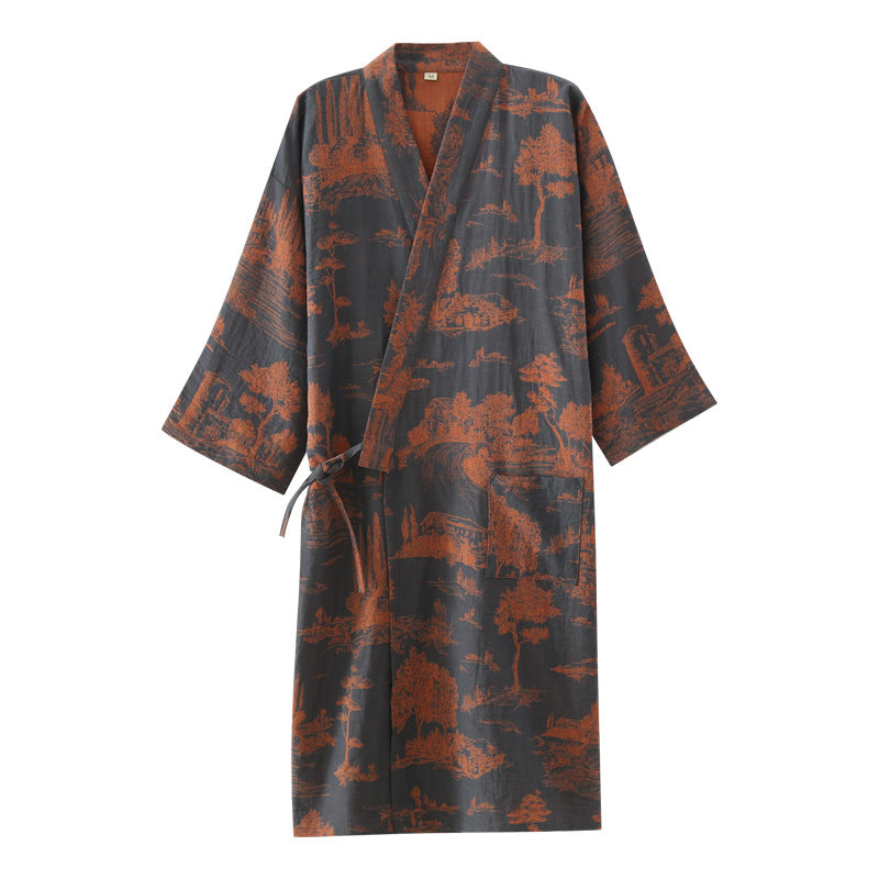 Herren-Kimono-Bademantel in Blau und Grün 12