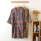 Herren-Kimono-Bademantel in Blau und Grün 2