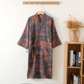 Herren-Kimono-Bademantel in Blau und Grün 3