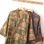 Herren-Kimono-Bademantel in Blau und Grün 5