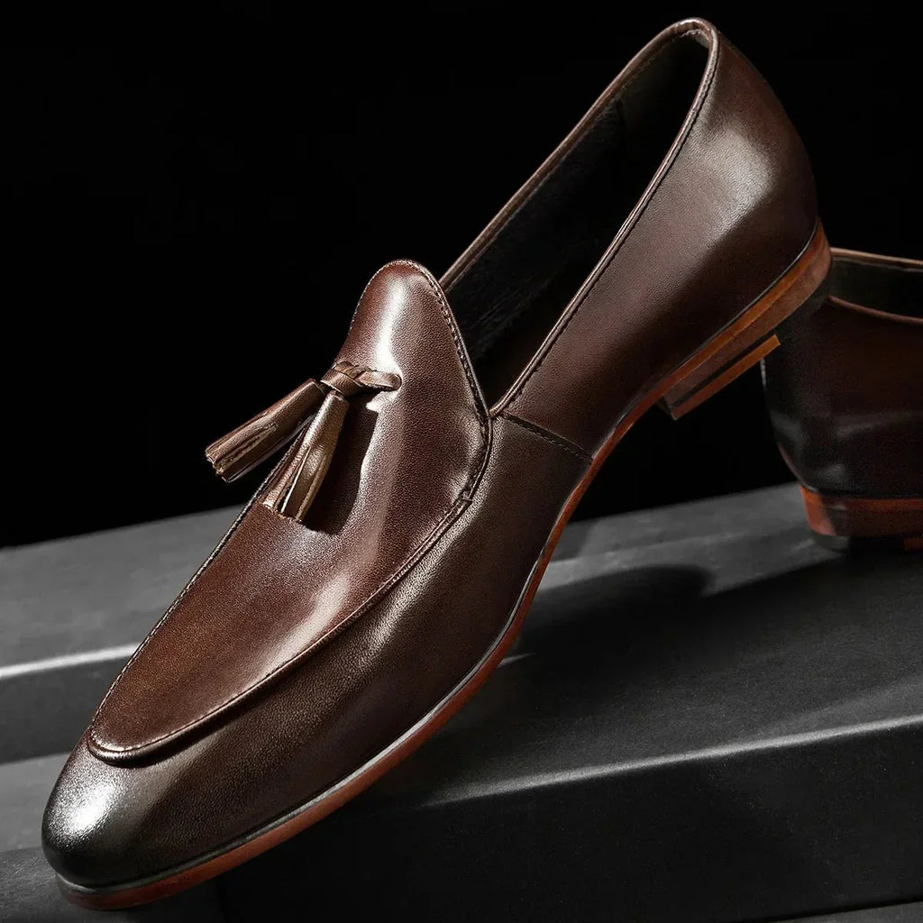Herren Leder Quasten Slipper in eleganter Ausführung 2