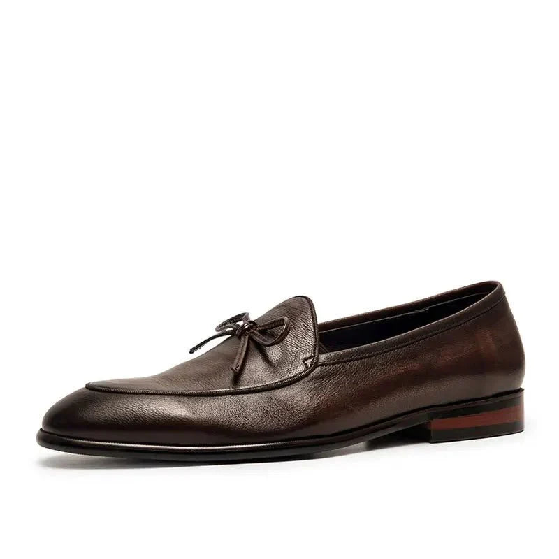 Herren Leder Slipper mit elegantem Schleifen Detail 2