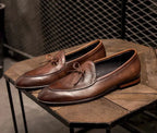 Herren Leder Slipper mit elegantem Schleifen Detail 7