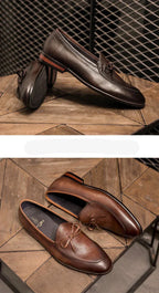 Herren Leder Slipper mit elegantem Schleifen Detail 8