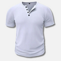 Herren Muskel Fit Henley T-Shirt Weiß