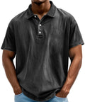 Herren Polohemd in Schwarz mit Vintage-Look