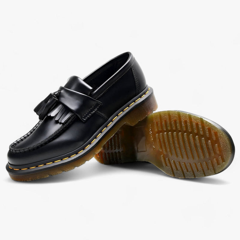 Herren Quasten Slipper aus Leder in Schwarz mit bequemer Sohle 2