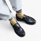 Herren Quasten Slipper aus Leder in Schwarz mit bequemer Sohle 4
