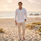 Herren Sommerhemd Leinenoptik Grün 11
