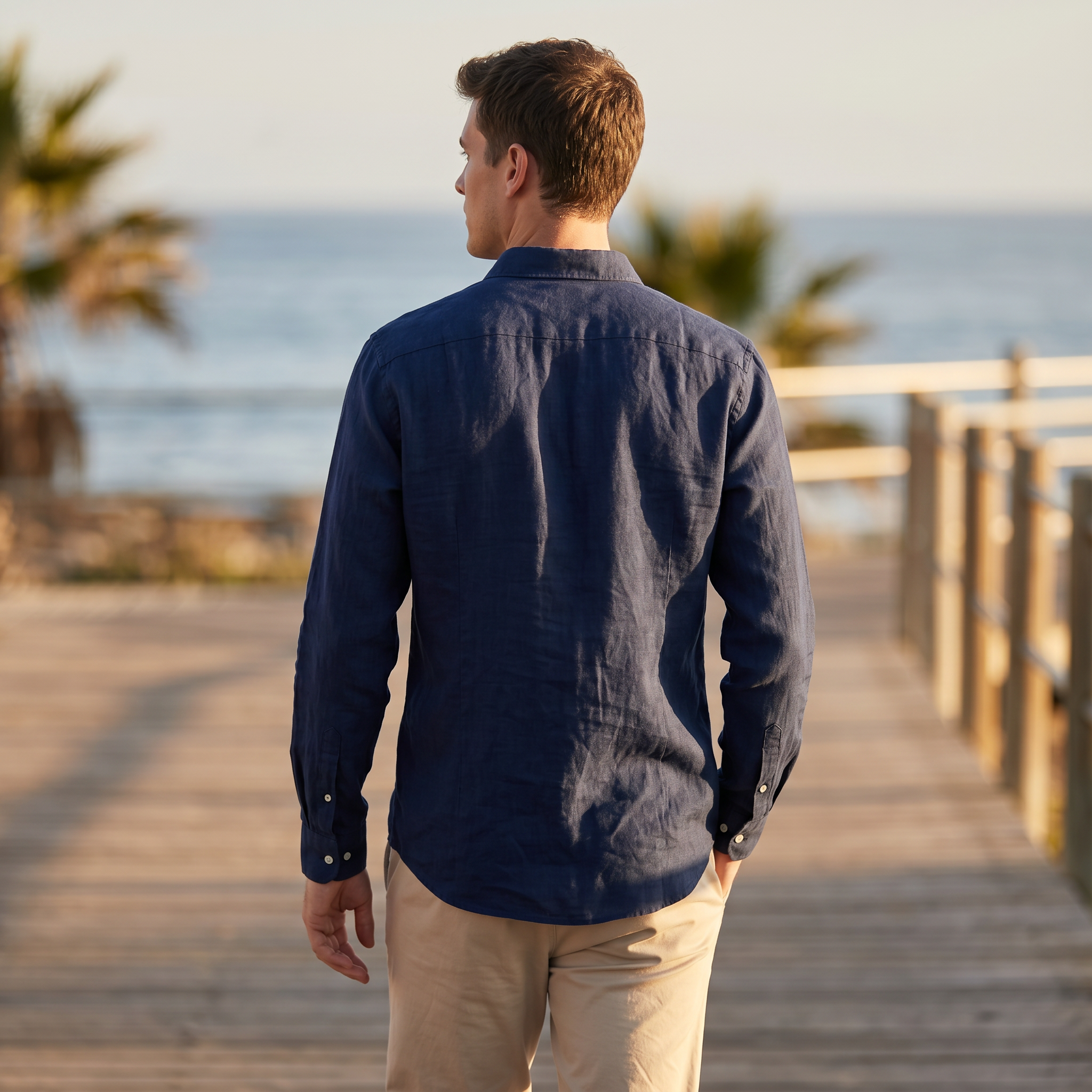 Herren Sommerhemd Leinenoptik Grün 26